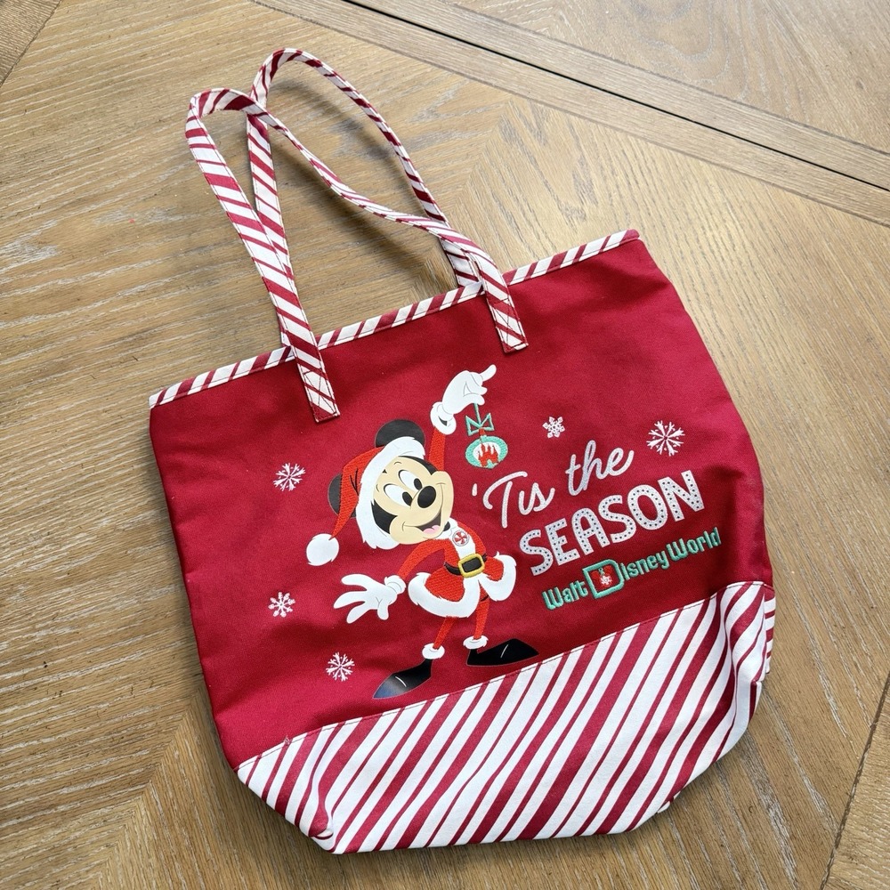Walt Disney World Santa Mickey Tis the Season Canvas Tote Bag Christmas